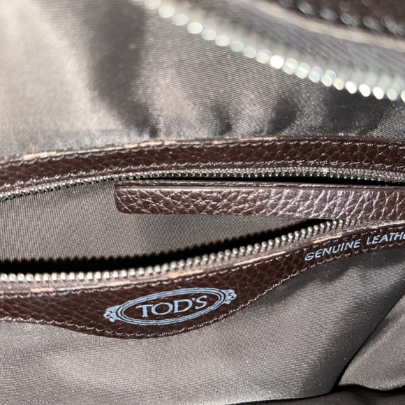 Tod's Authentic Mocassino Zip tote Bag Brown RARE Made IN Italy - Picture 9 of 10